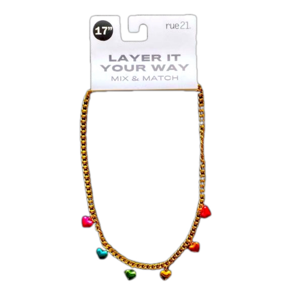 Pride Rainbow Hearts Necklace - 17 Inches - NWT
